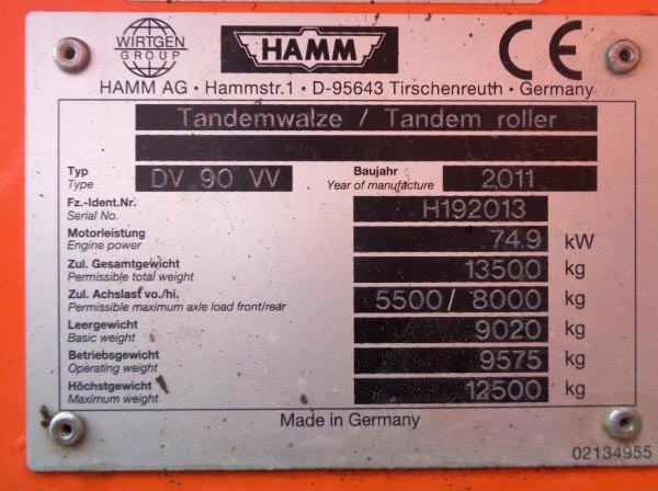 Продажа тандемного виброкатка HAMM DV90 VV